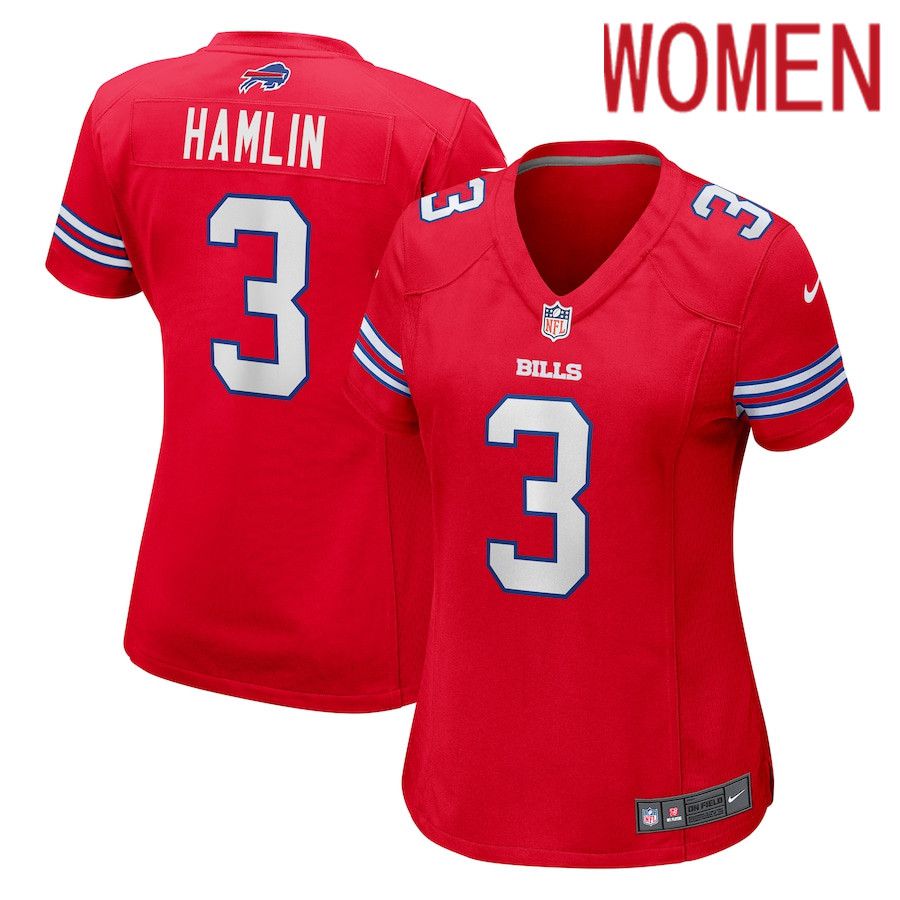 Women Buffalo Bills 3 Damar Hamlin Nike Red Player NFL Jersey